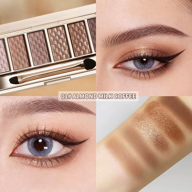 Neutral Nude Brown Eyeshadow Palette, 6 Matte & Shimmer Shades, Blendable Long-Lasting Eyeshadow for Natural Everyday Makeup, Soft Glam Looks, Mature & Hooded Eyes, Silky Formula, sombras de ojos 01