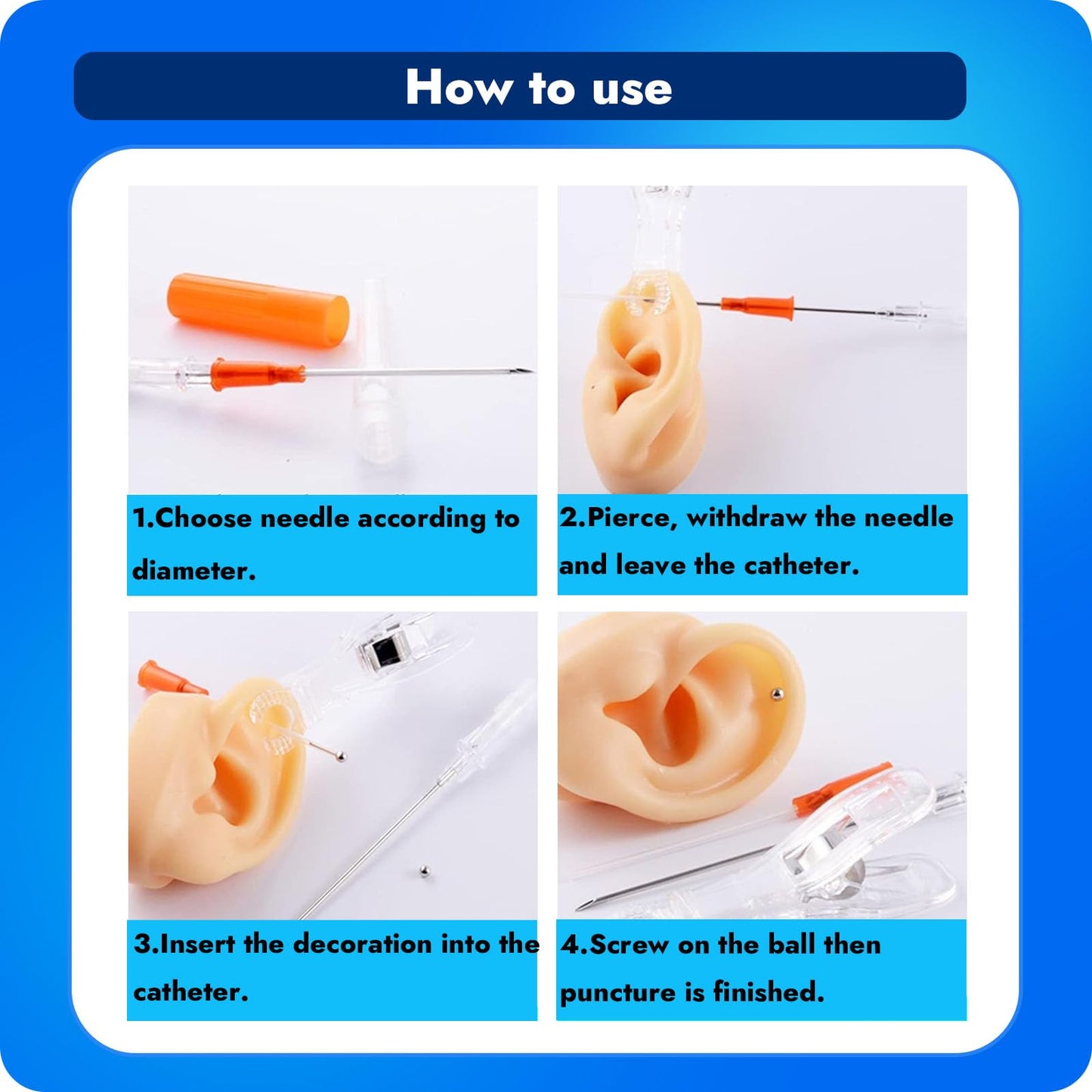 16G Catheter Piecring Needles Ear Nose Mix Hollow Needles