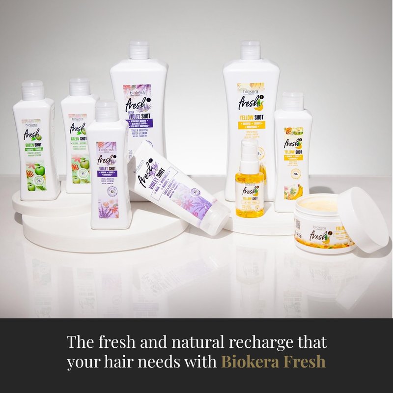 SALERM - Hair Oil - Biokera Fresh Yellow Shot Oil - 75 ml - Abyssinian and Almond Oil - Nourishes, Repairs, and Protects Damaged Hair - Shinier Hair - Sulfate-Free and Paraben-Free