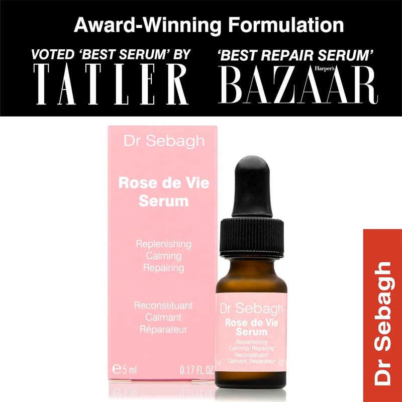 Dr Sebagh Rose de Vie Serum - Nourishing Anti-Aging Formula for Dry, Mature Skin - 0.17 fl oz | Soothes Redness & Irritation