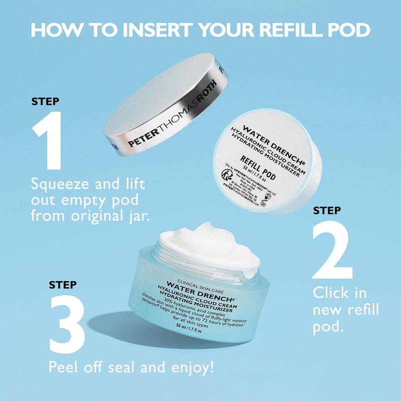 Peter Thomas Roth | Water Drench® Hyaluronic Cloud Cream Hydrating Refillable Moisturizer | Hyaluronic Acid Cream For All Skin Types, Line-Smoothing, Fragrance-Free