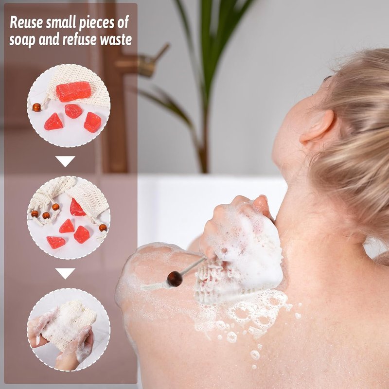 Natural Cotton Soap Saver Bags - 50 Pcs Exfoliating Mesh Pouches for Handmade Soaps | 5.5 × 3.5 Inch