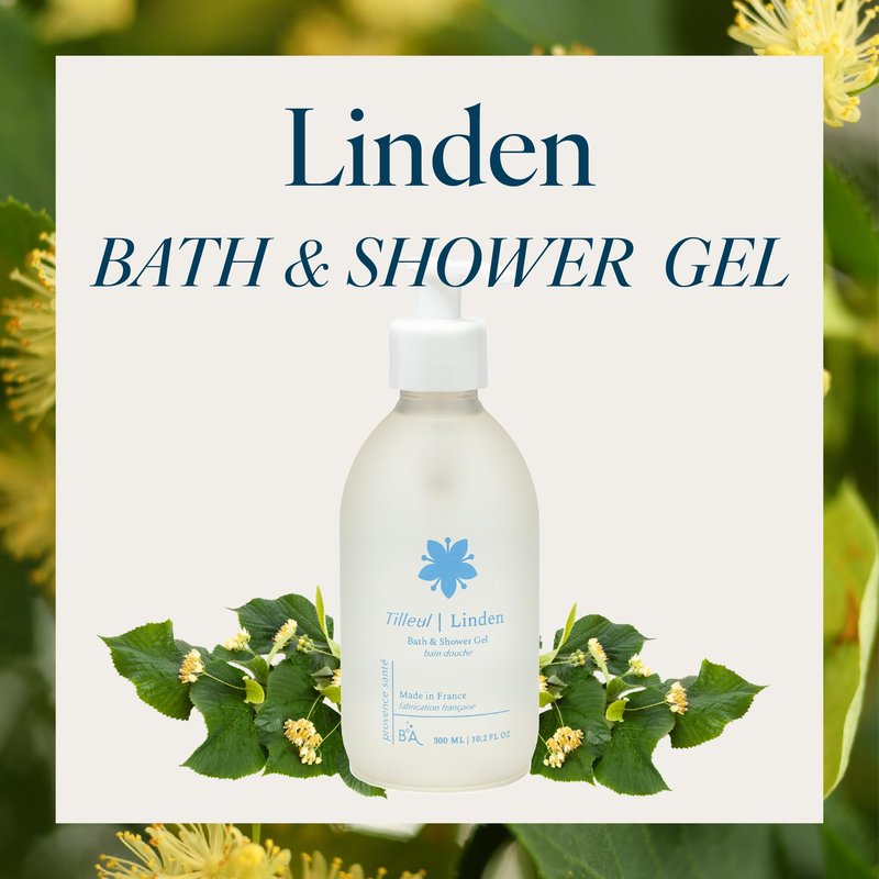 Provence Sante Cleansing Bath & Shower Gel - Moisturizing Almond Oil Body Wash for Dry Skin - Nourishing Fresh Linden Blossom Scent - Made in France - 10.2 Oz