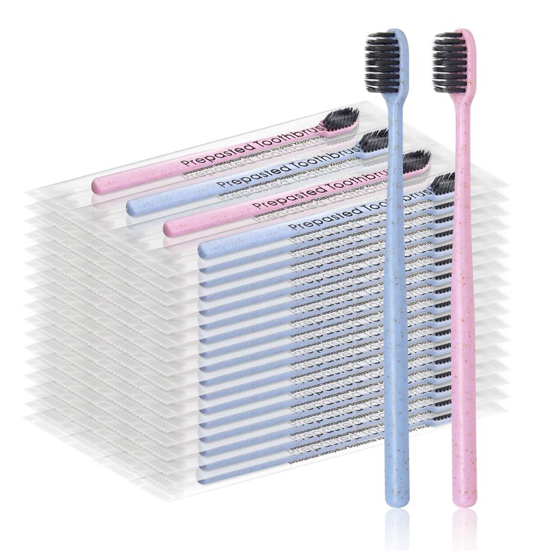 SLequipo 200Pcs Prepasted Disposable Toothbrushes Bulk Individually Wrapped Pre Pasted Soft Bristle Tooth Brush Set Travel Colorful Toothbrushes for Homeless Gift Hotel Camping Travel