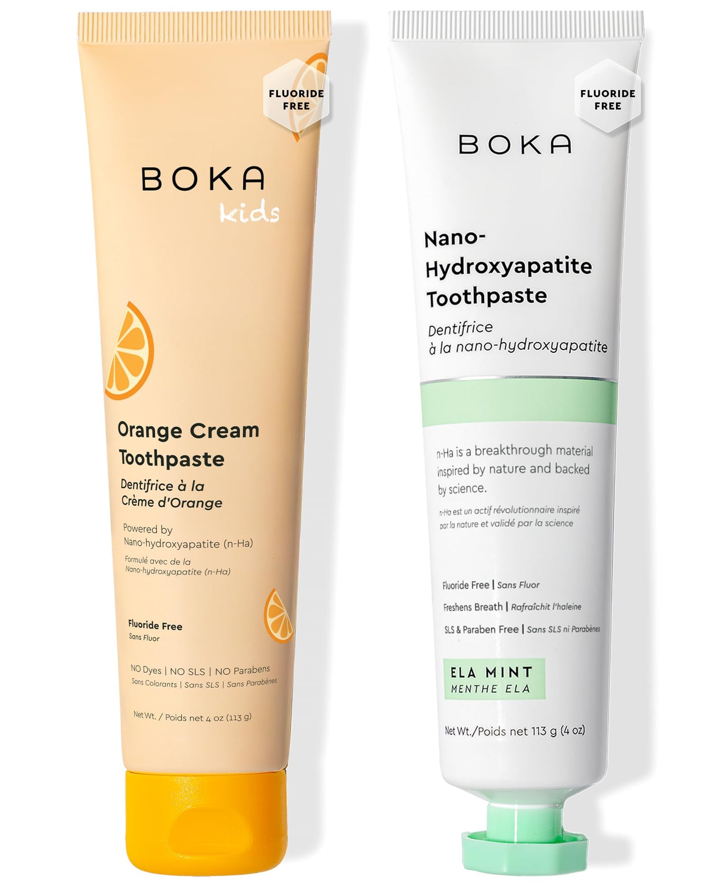 Boka Fluoride Free Toothpaste Nano Hydroxyapatite Toothpaste - Ela Mint, Orange Cream Flavor, 4 oz 2Pk