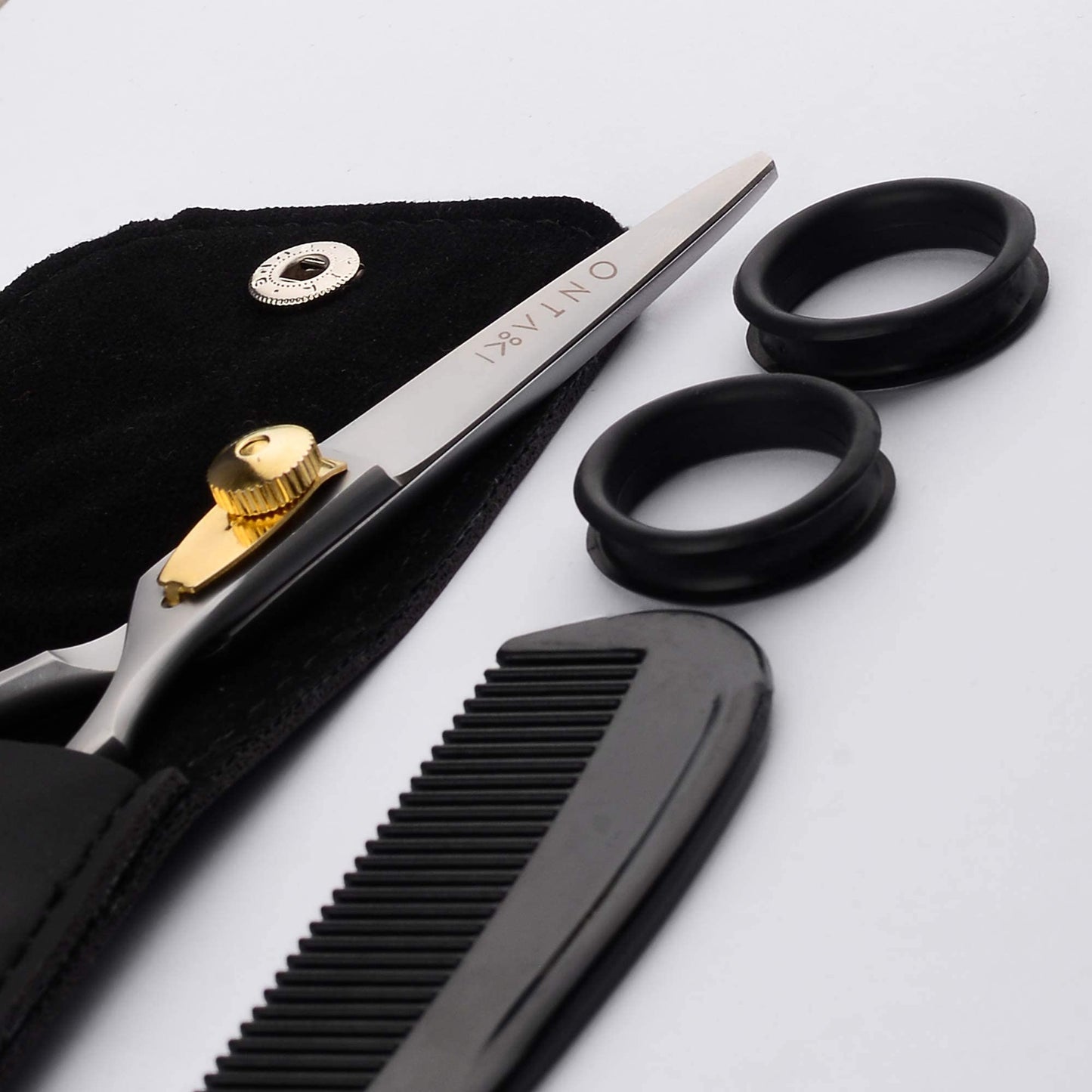 ONTAKI 3 Scissors pack - 1 Japanese Steel Beard & Mustache Scissors With Comb - 2 Facial Grooming Nose Hair Scissors - 1 Curved Blade Tip & 1 Safety Blunt Rounded Tip
