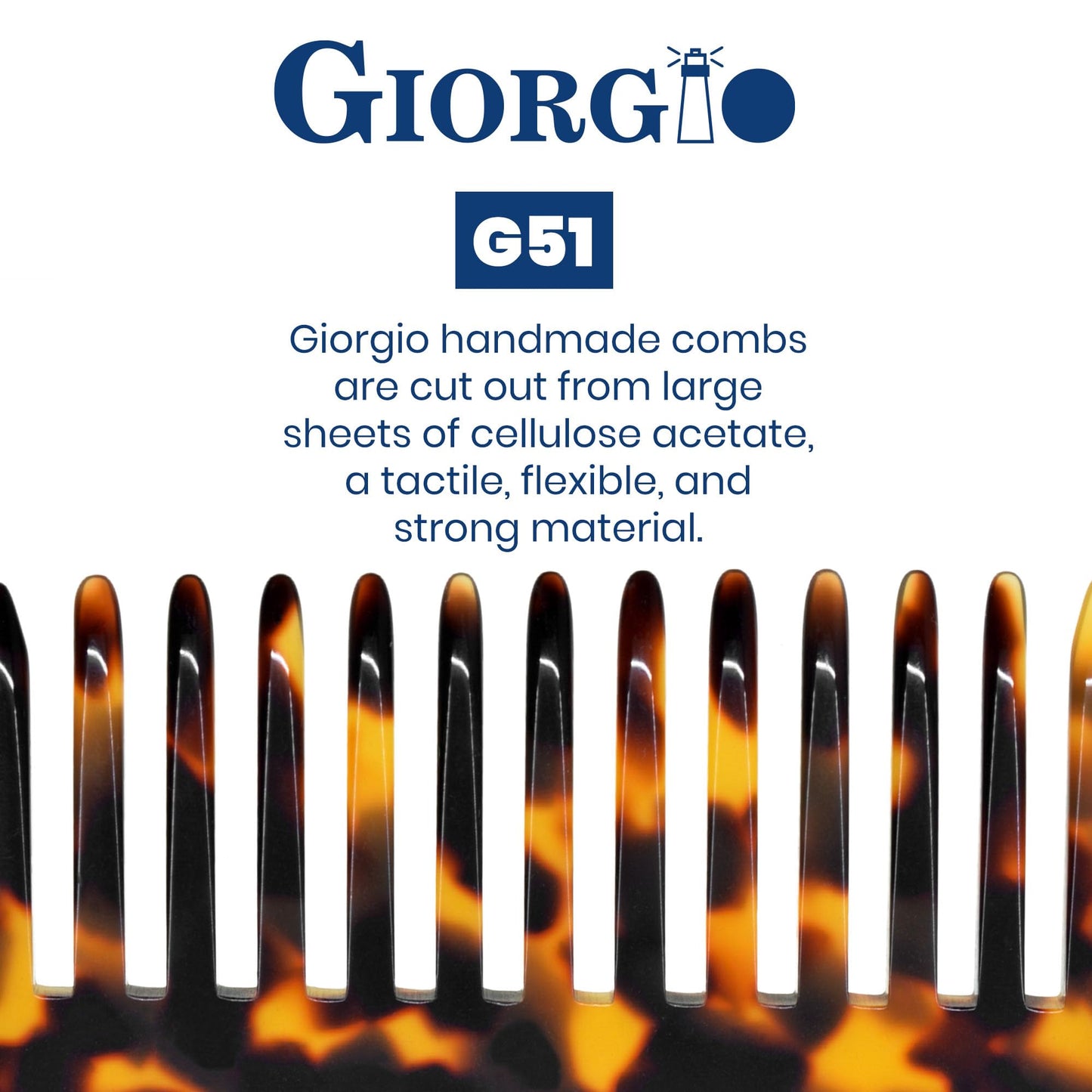 Giorgio G51 TY Small Travel Purse Hair Detangling Comb, Wide Tooth Pocket Comb for Thick Curly Wavy Hair. Great for Wet and Dry Everyday Care, Handmade of Cellulose, Saw-Cut Hand Polished