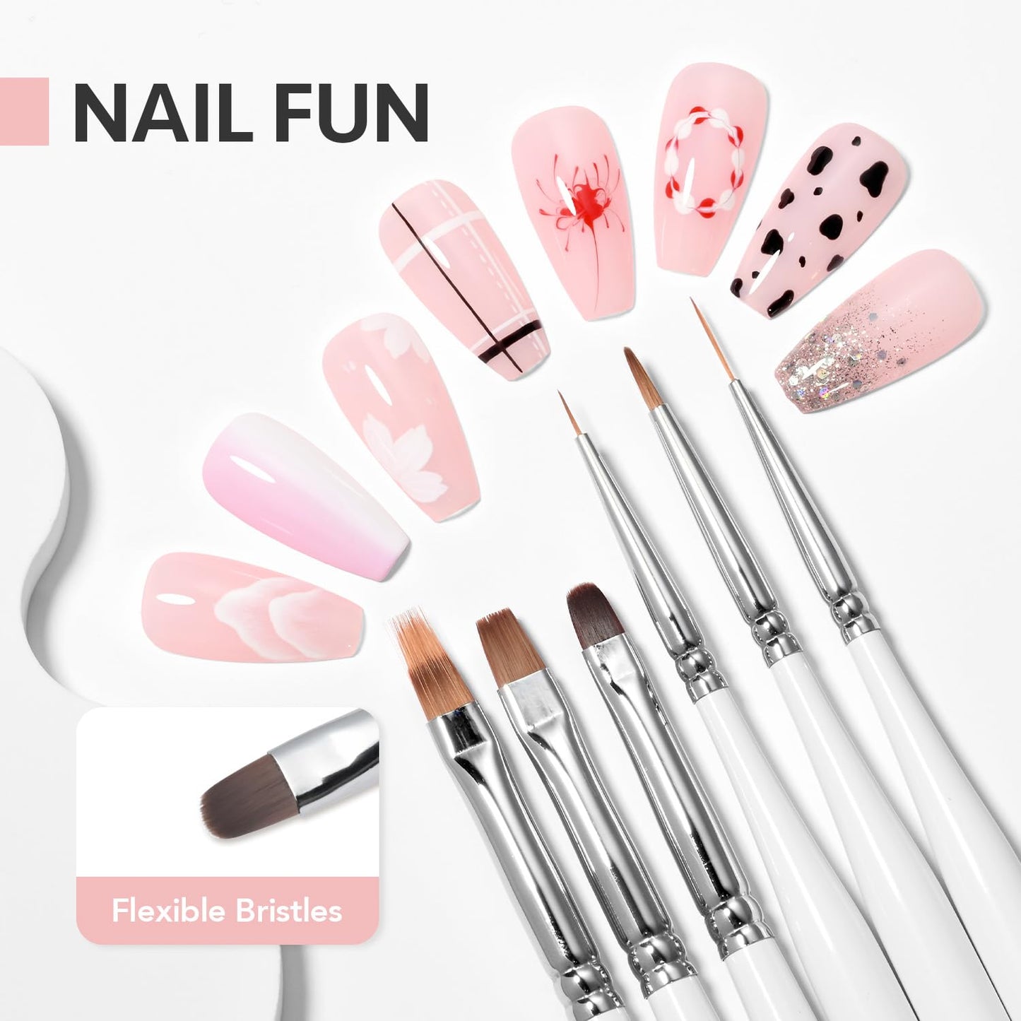 GAOY 8 Pcs Nail Brushes for Nail Art, Nail Design Tools for Nail Detail Painting, French Liner and Dotting Pens for Nail DIY