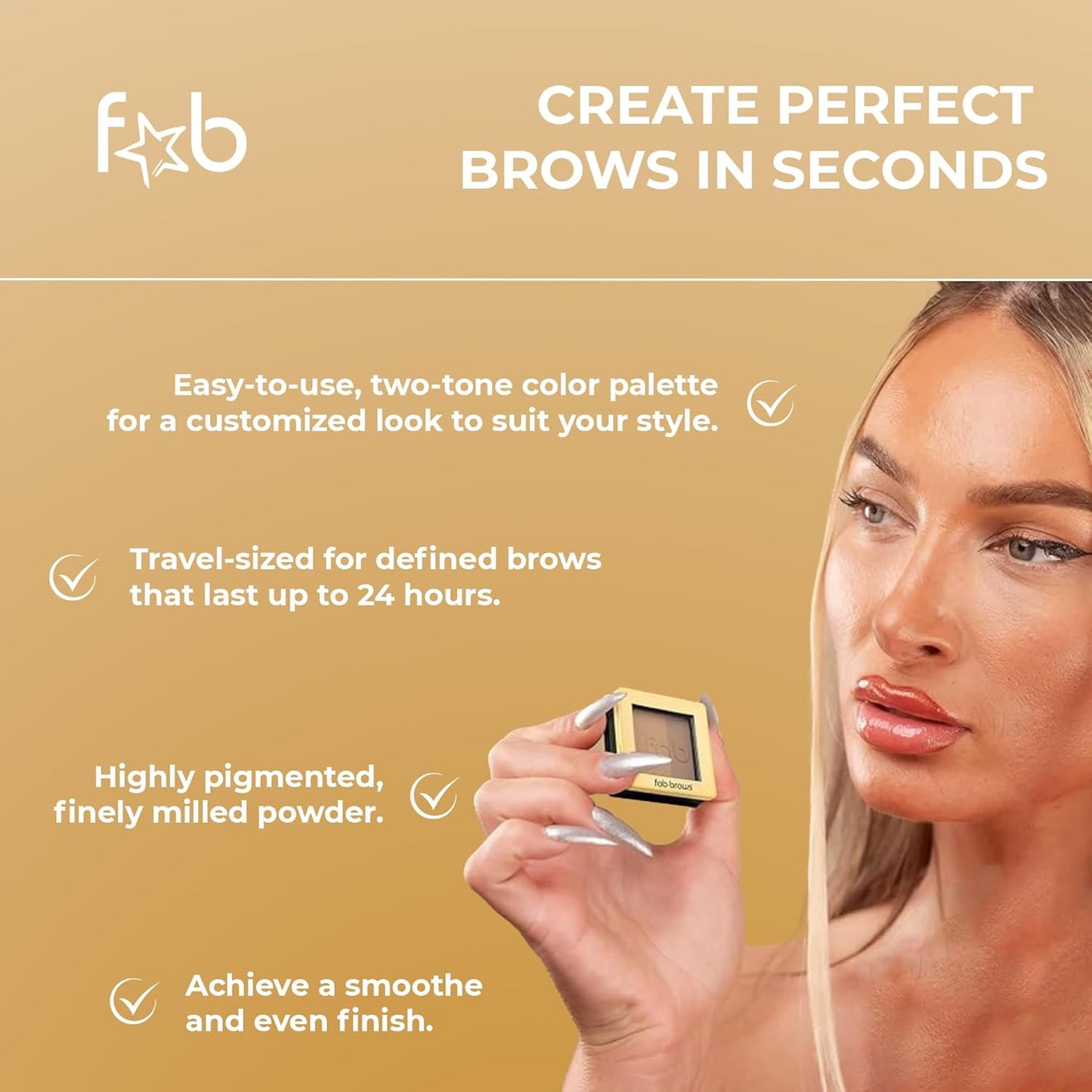 Lux Eyebrow Kit Refill Powder - Natural Definition for Light Brown & Medium Brows | On-The-Go Convenience