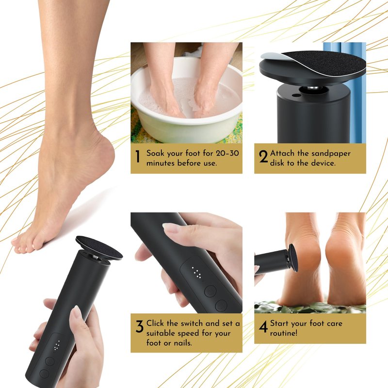 Electric Foot File Callus Remover - Rechargeable Professional Calloused Cracked Feet Sander Buffer Filer Tool - Adjustable Speed Heavy Duty Heel Dead Dry Skin Scrubber Grinder Pedicure Shaver Drill