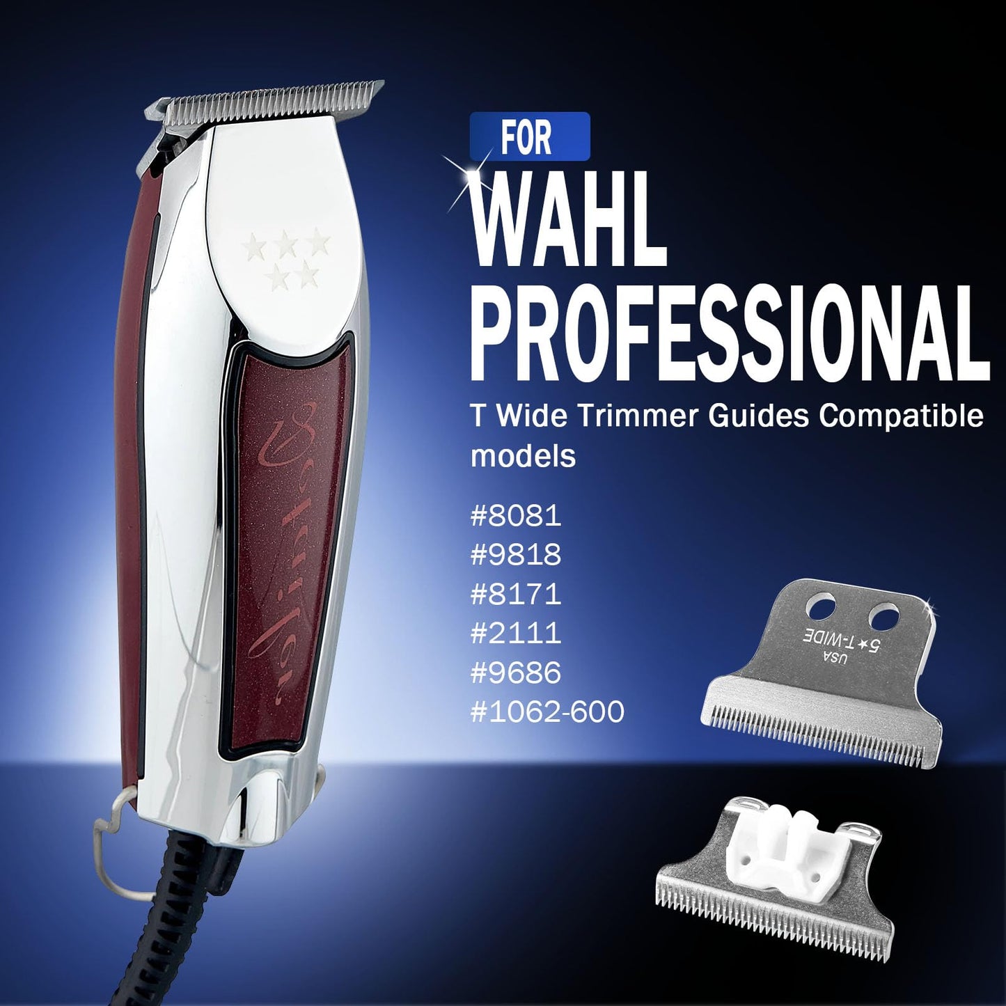 Professional Set of 3 T Wide Trimmer Guides Replacement For Wahl T Blade Guides #3792 – Fits the 5 Star Detailer #2215 T Wide Blade (2pack)