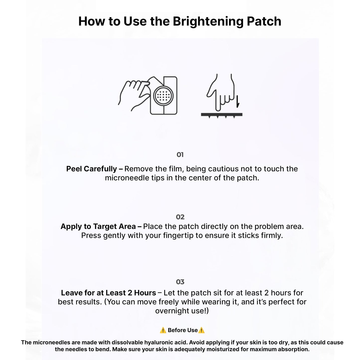 HUECALM Niacin Vita C Snow Patch - Fast Dark Spot Removal, Gentle & Effective Whitening Patch, High Adhesion & Long-Lasting Results, Dermatologically Tested, Korean Skincare