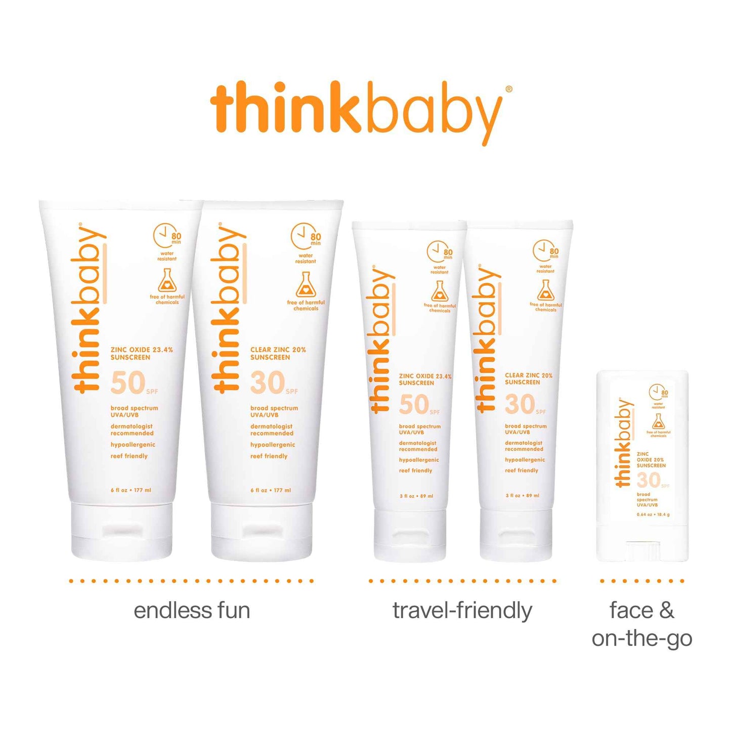 Thinkbaby SPF 50+ Baby Sunscreen, 6 Oz. – Safe, Natural Mineral Sun Cream for Babies - Water Resistant – Broad Spectrum UVA/UVB Sun Protection – Vegan Sunscreen for Kids