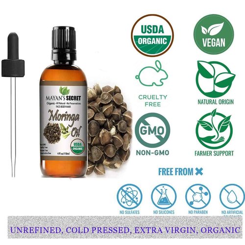 Organic Moringa Energy Oil 100% Pure Moringa Seed Oil from Rejuvenate Dull Skin - Great for Hair and Face, Botanical Anti-aging Beauty - Great for Cuts, Rashes, Burns - Pure, Undiluted-
