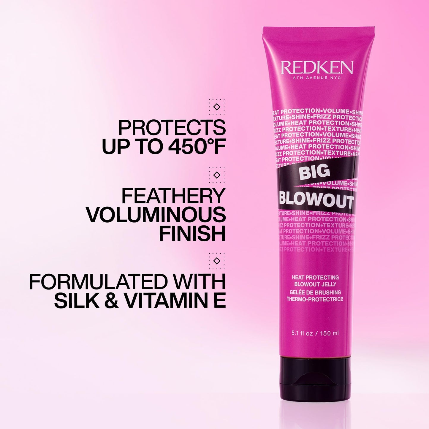 Redken Big Blowout Heat Protectant Hair Styling Gel - Provides Volume & Movement, Hair Shine, Anti-Frizz Blowdry Gel