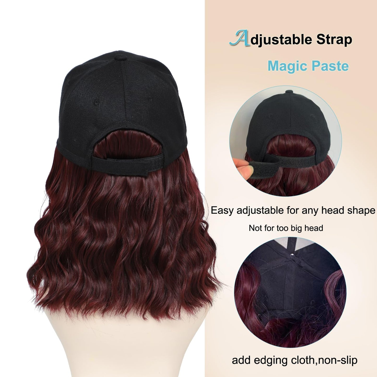 AliRobam Hat Wig Baseball Cap with Short Pre-Twisted Passion Twist Hair Extensions Ombre Brown Synthetic Curly Ends Braids Sewed in Adjustable Black Baseball Hat Wig for Black Women(12inch, T27)