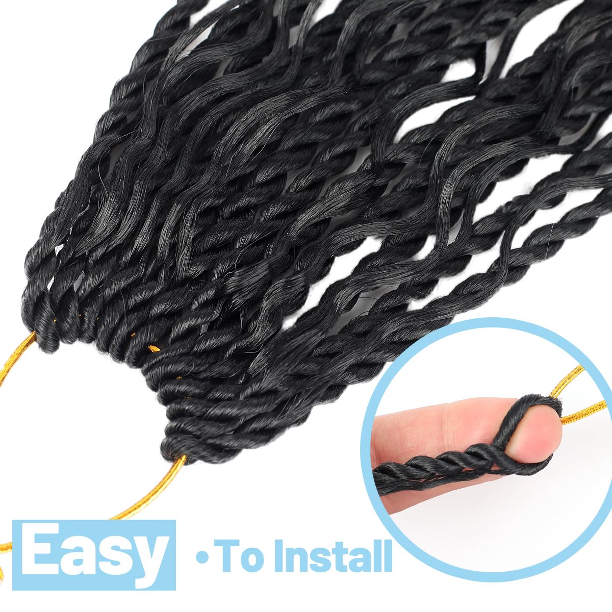 Senegalese Twist Crochet Hair - 18 Inch Natural Black Boho Braids | Curly Ends (9 Packs)