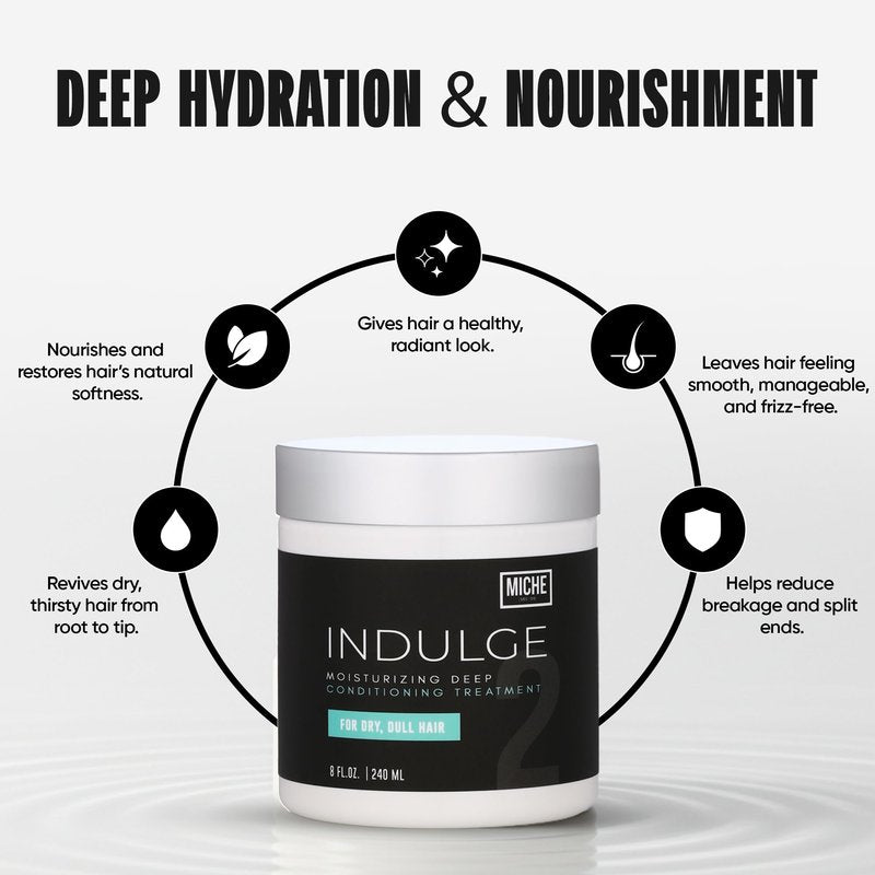 Miche Indulge Hair Conditioner 8oz Deep Conditioner for Curly Hair Treatment for Dry, kinky and curly Damaged & Color Treated Hair Repair, Nourish & Hydrate with Hair Mask 8oz