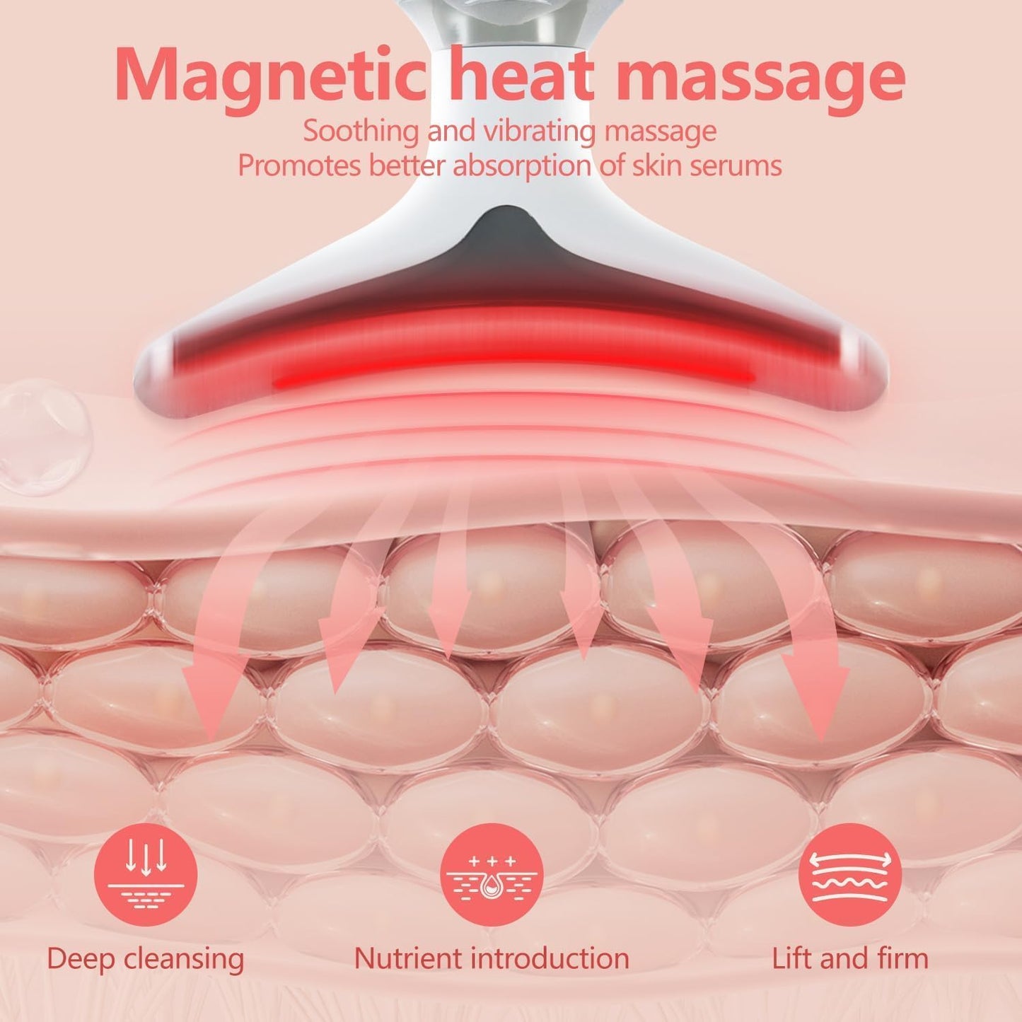 Face and Neck Massager Tool - 7-Color LED Skin Care Device for Rejuvenation, Lifting & Toning | White