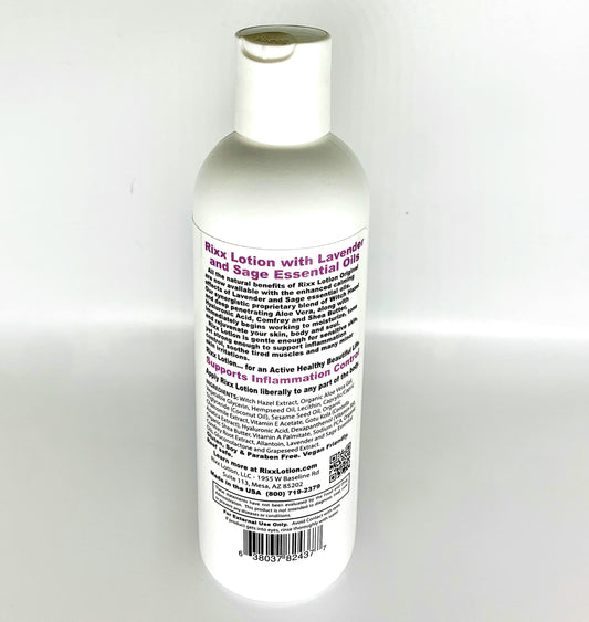 Rixx Lotion Lavender Sage Natural Herbal Blend (Sport Cap) with Witch Hazel, Aloe Vera, Shea Butter, Hyaluronic Acid & Essential Oils. Moisturizer and Skin Toner for Face and Body