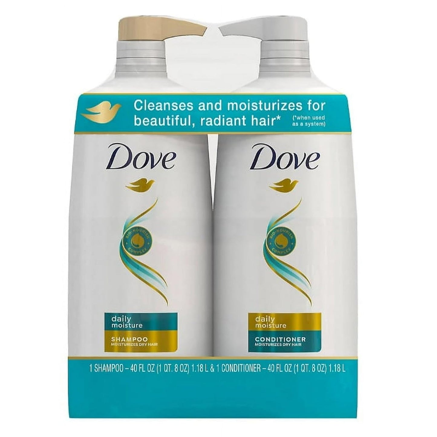 Dove Daily Moisture Shampoo & Conditioner Set - Deep Hydration & Smoothing for Dry, Damaged Hair | 18 Oz Each