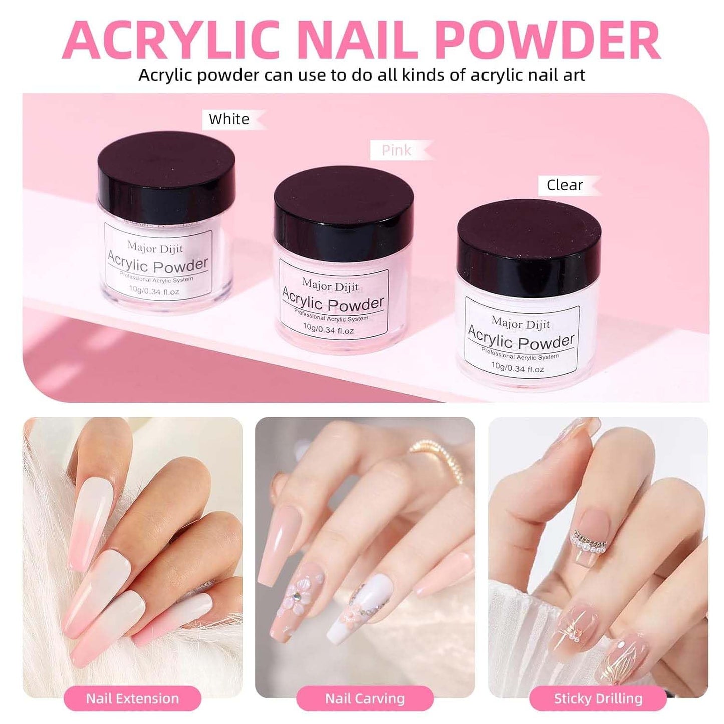 Acrylic Nail Kit with Everything for Beginners included Drill Light Gel Nail Polish Extension Gel Nail Art Decoration Tools for Salon Starter Home Salon