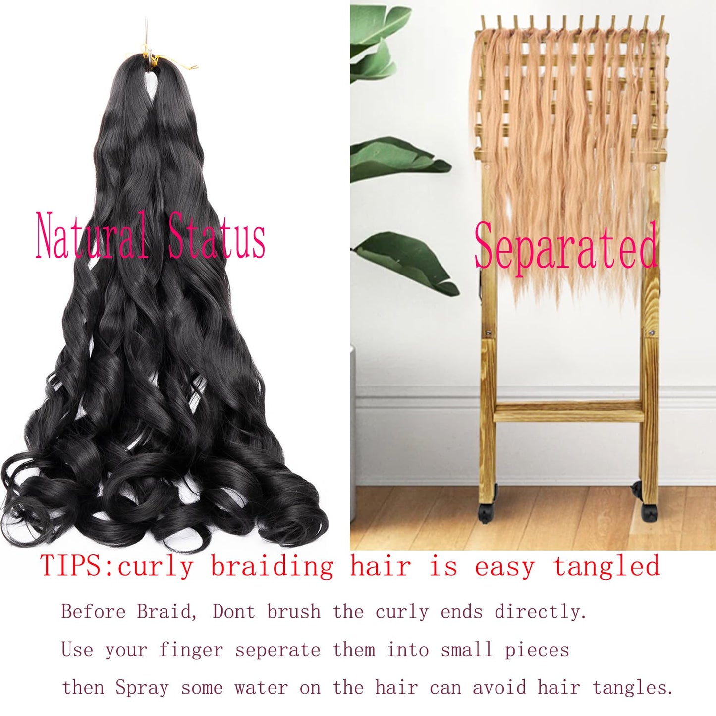 8 Packs French Braiding Hair - 24 Inch Loose Wave Spiral Crochet Hair for Black Women - Pre Stretched with Curly Ends (24 Inch, Burgundy)
