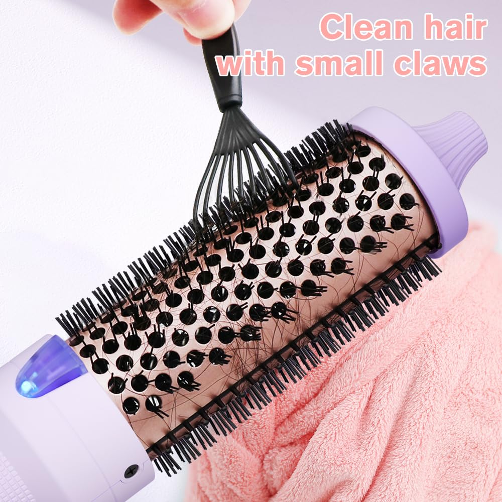 K&K 1.5 inch Volumizing Brush Heated Curling Ceramic Tourmaline Ionic Curling Iron Quick Heating Makes Hair Silky Smooth Dual Voltage Travel-Friendly Straightening Round Design (Purple, 1.5 Inch)