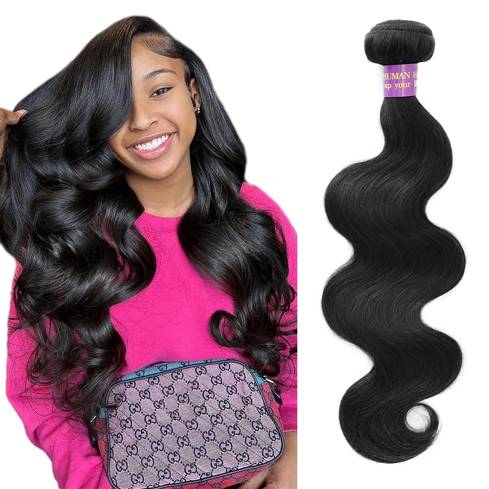 Body Wave Bundles Human Hair 24 Inch 14A Human Hair Bundles Real 100% Raw Unprocessed Brazilian Virgin Sew in Quick Weave Natural Black Deals Thick Hair Extensions