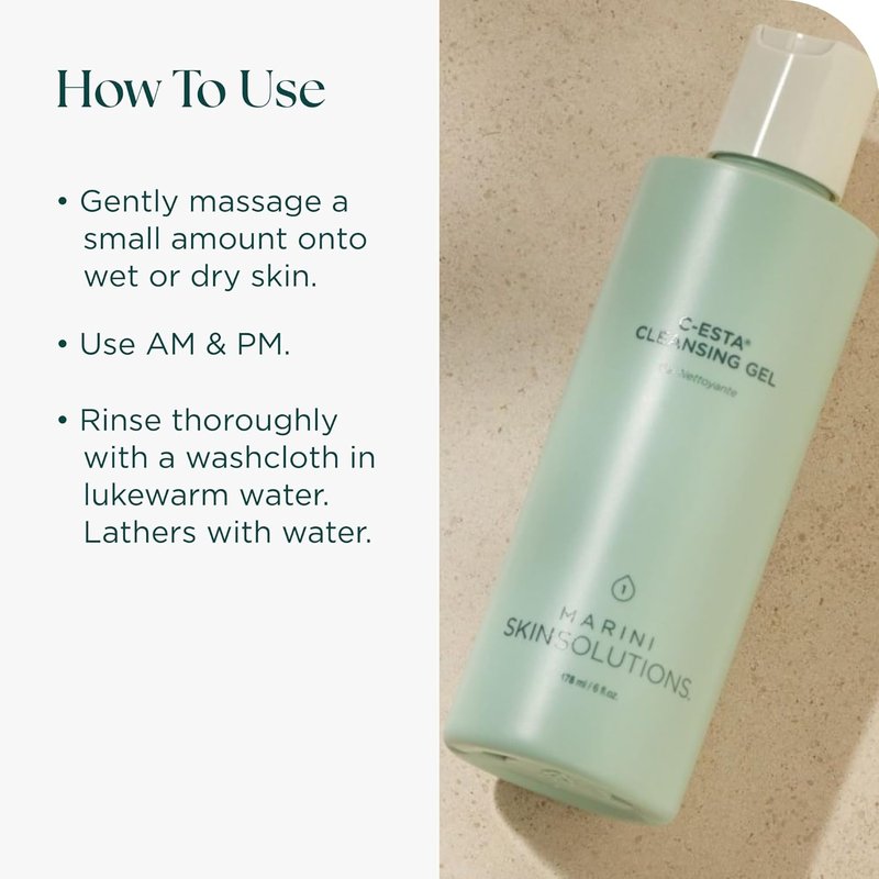 C-ESTA Cleansing Gel | Vitamin C Face Cleanser with DMAE - Cruelty-Free - 6 fl oz