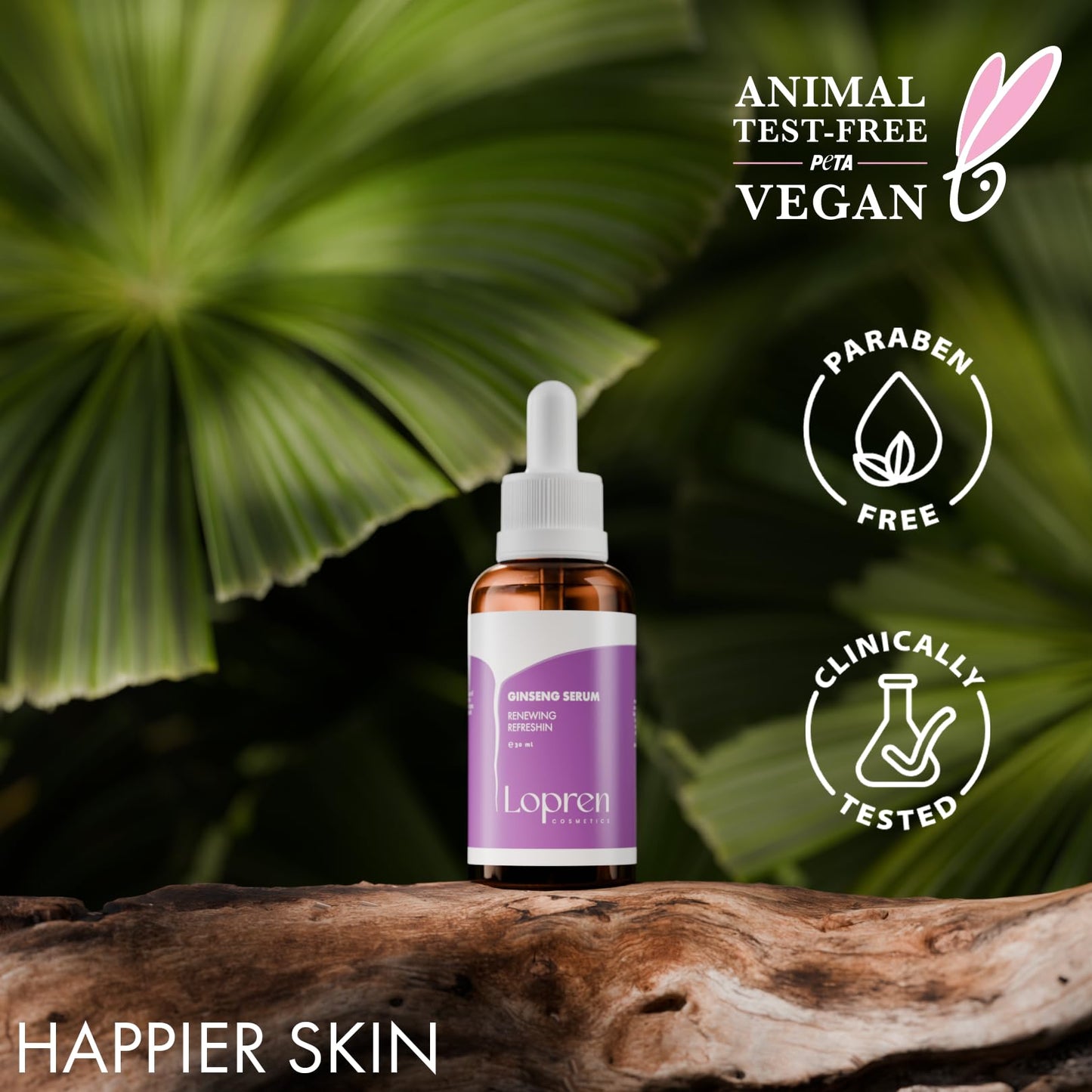 Lopren Ginseng Serum, Skin Renewing & Hydrating Facial Serum, High-Potency Ginseng & Peptides for Anti-Aging, Wrinkle Care & Skin Radiance, Paraben-Free & Fragrance-Free, 1 Fl Oz