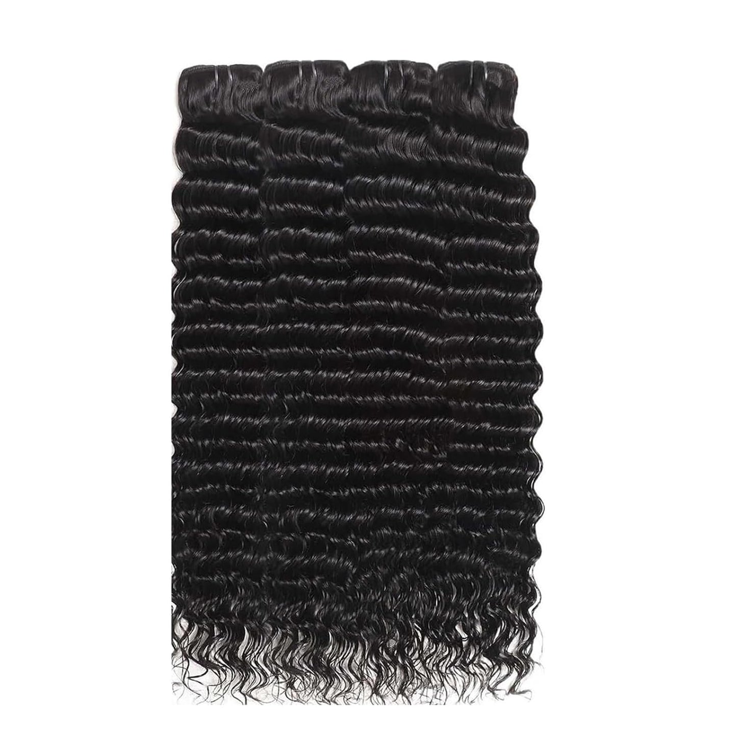 Deep Wave Human Hair Bundles 20 Inch 12A Brazilian Virgin Wet and Wavy Human Hair Weave Bundles 100% Unprocessed Deep Curly Bundles One Bundle Double Weft Water Wave Bundles Natural Black