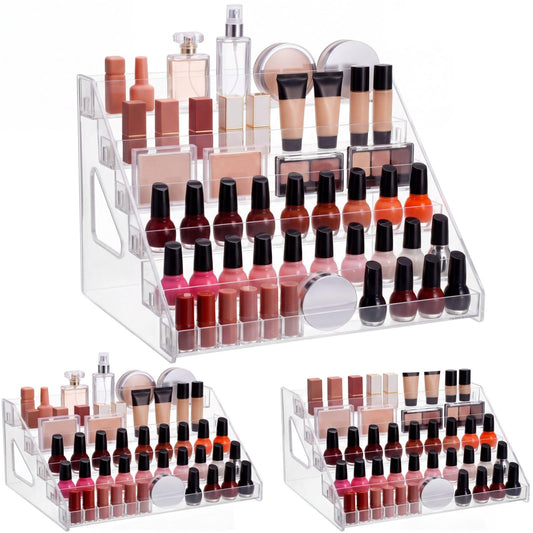 Jetec 2 Pcs Acrylic Card Display Stand Versatile Display for Trading Cards Greeting Card Sunglasses Organizer Nail Polish Holder Essential Oils Cosmetic Cases Eyewear Rack(6 Tiers Style)