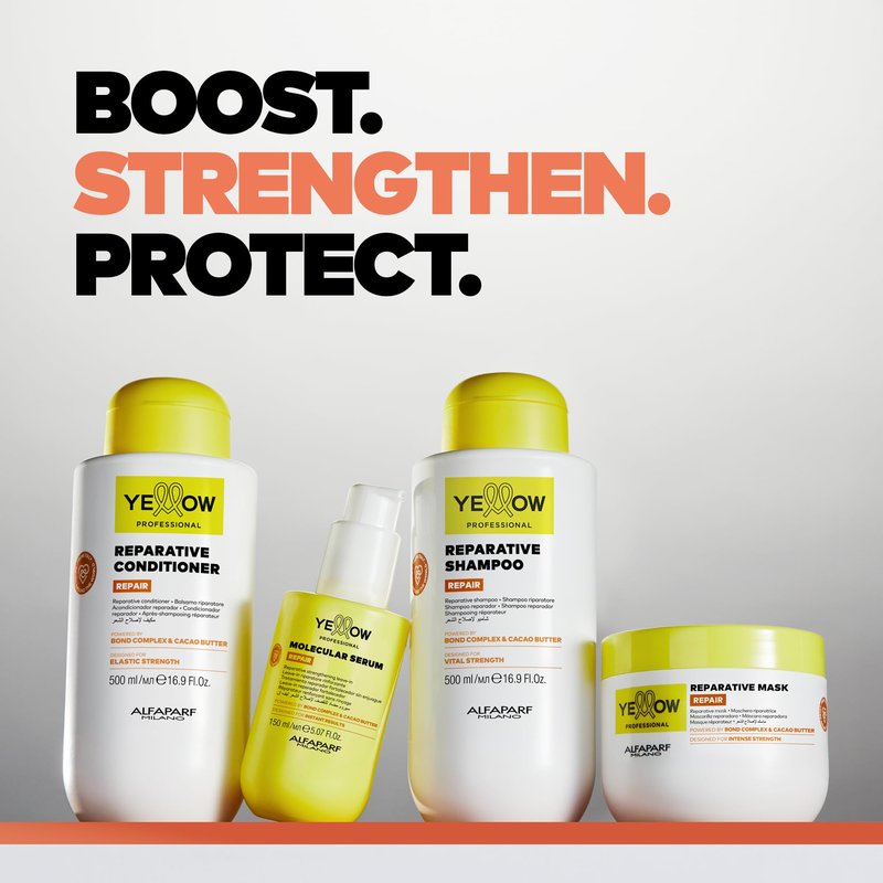ALFAPARF MILANO Yellow Professional Repair Reparative Conditioner for Damaged Hair - Powered By Bond Complex & Cacao Butter - Designed For Elastic Strength (16.9 fl oz / 500ml)