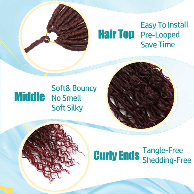 24 inch Boho Soft Locs Crochet Hair 8 Packs Boho Faux Locs Crochet Hair Pre-looped Goddess Locs Hair with Curly Ends Bohemian River Locs for Black Women ((T/BUG#)