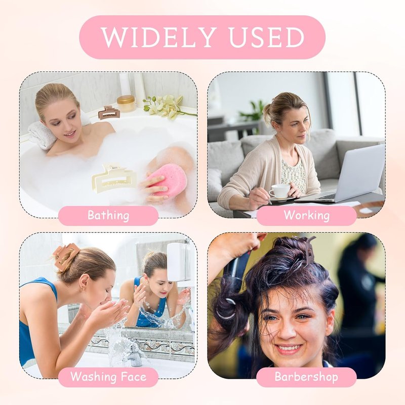 Cute Hair Claw Clips Set - 50 Pcs Nonslip Square & Rectangle Hair Accessories for Women | 3.4 Inch, Cream Color