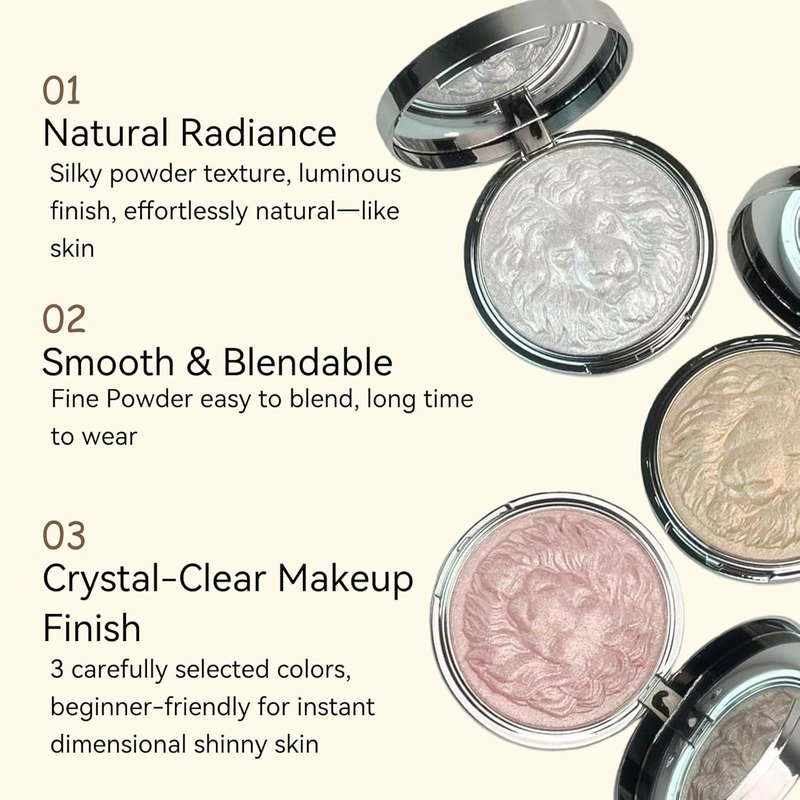 K'APEINE Highlighter Makeup Palette - Pearl Shimmer & Glitter Finish | Smooth Baked Highlighter Kit