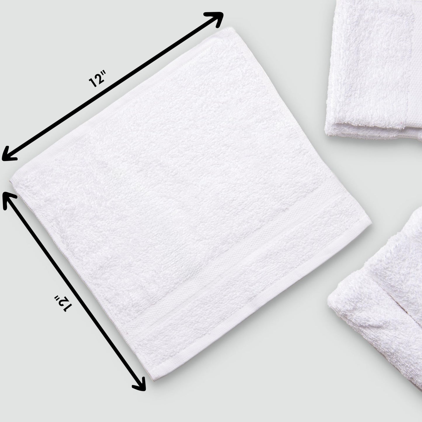 Living Fashions Premium White Cotton Washcloths Set of 24 - Thick Loop Pile Wash Cloths 12"x12" - Ultra-Soft 100% Ring-Spun Cotton Face Towels - Luxury Spa Quality Face Cloths