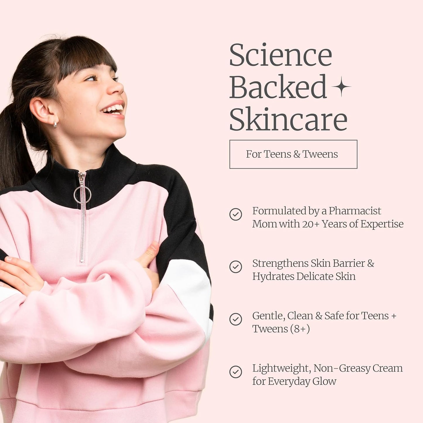 Moisturizer for Teens & Tweens - Lightweight, Fragrance-Free Face Cream for Sensitive, Acne-Prone Skin | Barrier Support, Ages 8+