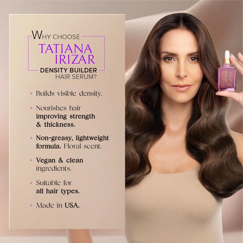 Hair Thickening Serum - Hair Density Serum Builder for Women Made in USA 30ml - Clinically Proven Scalp Treatment Non-Greasy - Biotin, Argan, Caffeine & Pea Peptides - Thinning, Fine or Damaged Growth