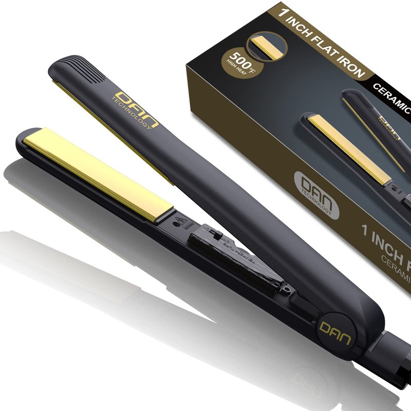 500 Degree Ceramic Dual Voltage Adjustable Temperature 1 inch Flat Iron - 2 in 1 Portable Straightener for Thick Hair