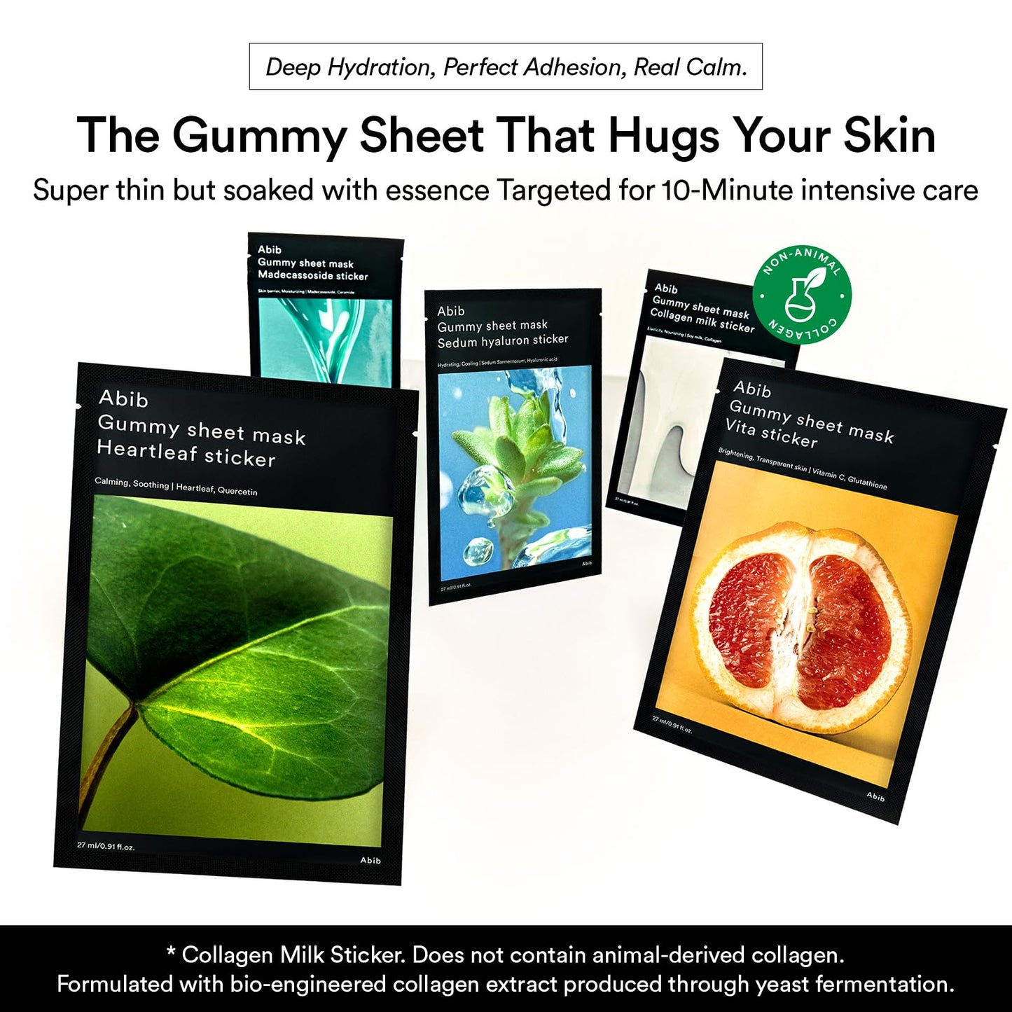 Abib Gummy Sheet Mask Heartleaf Sticker 10 Sheets (Soothing) I Korean Face Mask for Sensitive Skin, Soothing & Redness Relief, Daily Skincare Treatment, K-Beauty Sheet Mask