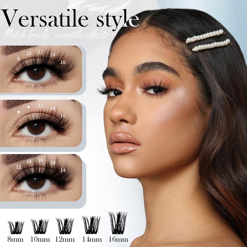Lash Clusters Kit – 150H Waterproof Eyelash Extensions, Wispy Fluffy 8-16mm, Hypoallergenic for Sensitive Eyes, Korean PBT Fibers, DIY Cluster Lashes for Natural or Volume Look (Volume-black box)