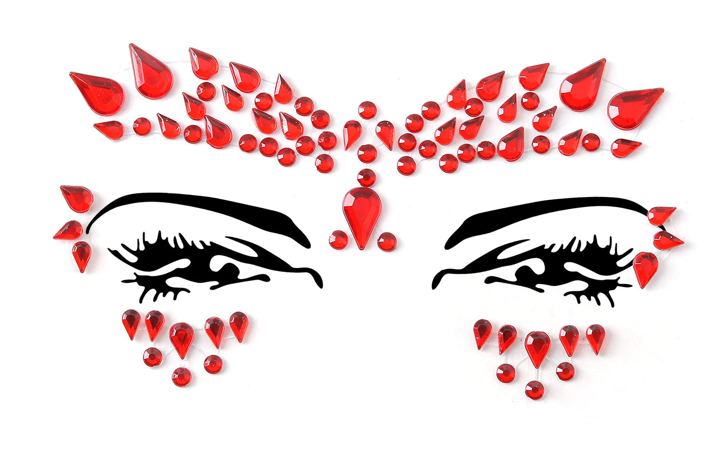 Face Gems Adhesive Glitter face Jewel Tattoo Sticker Festival Rave Party Body Make Up (Red-36)