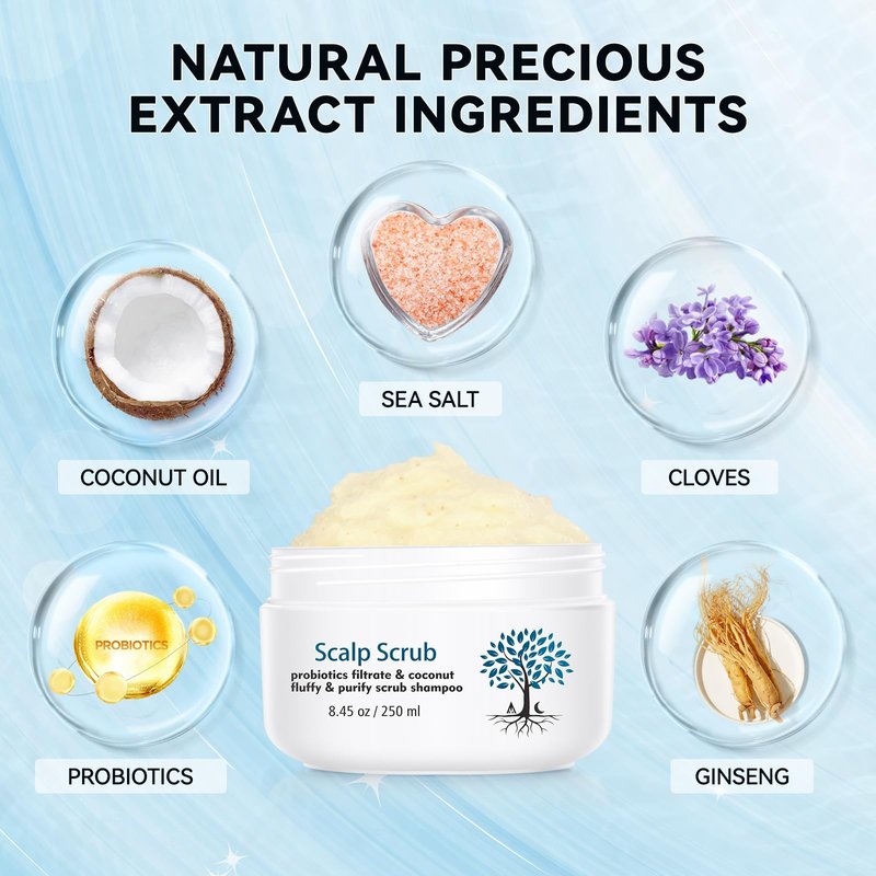 Scalp Scrub with Scalp Scrubber, Dry itchy Scalp & Dandruff Treatment, Scalp Exfoliator, Deep Cleans, Gentle Formula , 8.45 oz