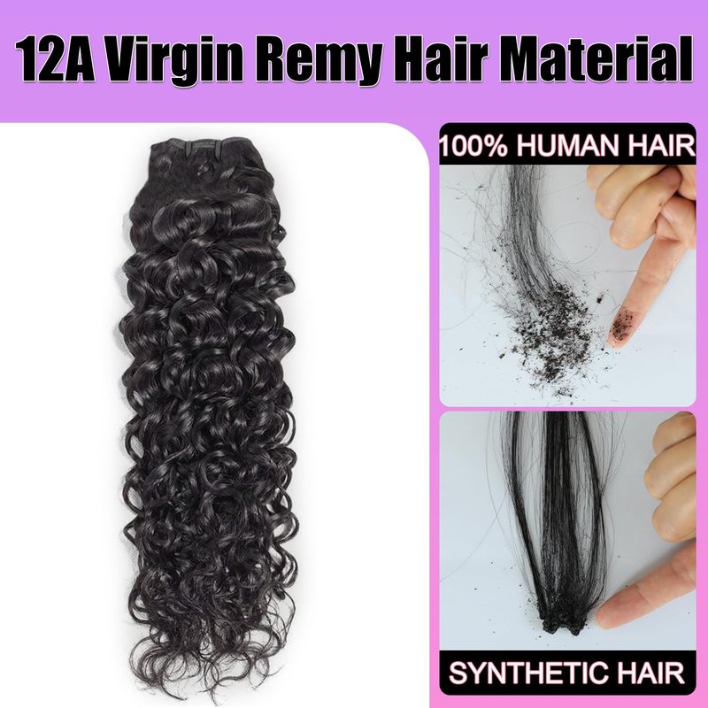 Water Wave Human Hair Bundles 14 Inch 12A Double Weft Deep Wave Bundles Human Hair Curly Bundles Human Hair Quick Weave Hair Bundles Natural Black