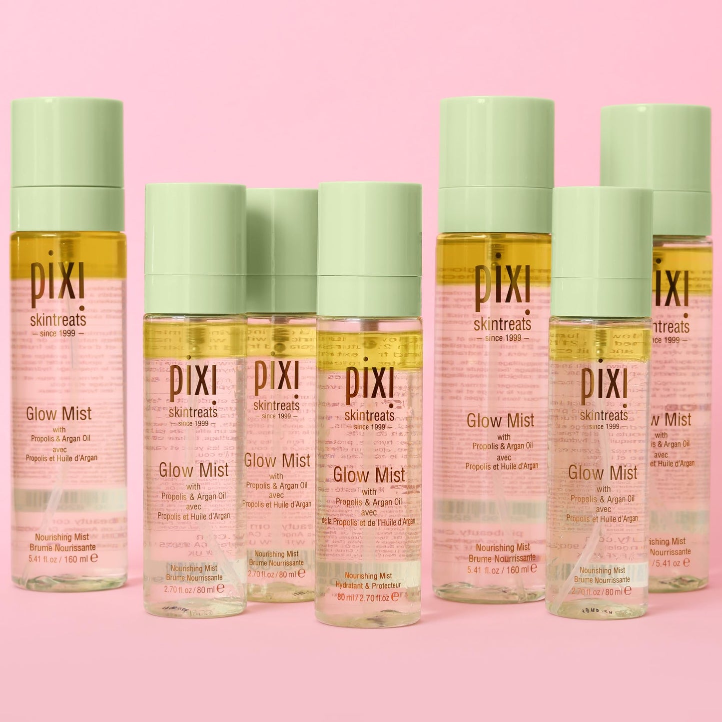 Pixi Beauty Glow Face Mist with Natural Oils | Glow Mist Illuminating Spray Revives Dull Dry Skin | Instant Radiance & Dewy Finish, Sets Makeup | Propolis & Argan Oil, Non-Greasy | 2.7 fl oz
