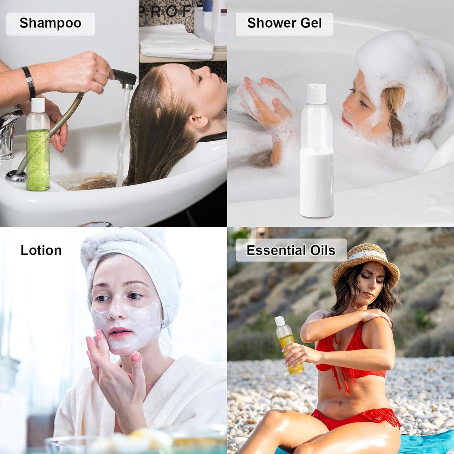 Clear Plastic Bottles - 30 Pack 8 oz Refillable Squeeze Containers for Toiletries, Shampoo & Lotion