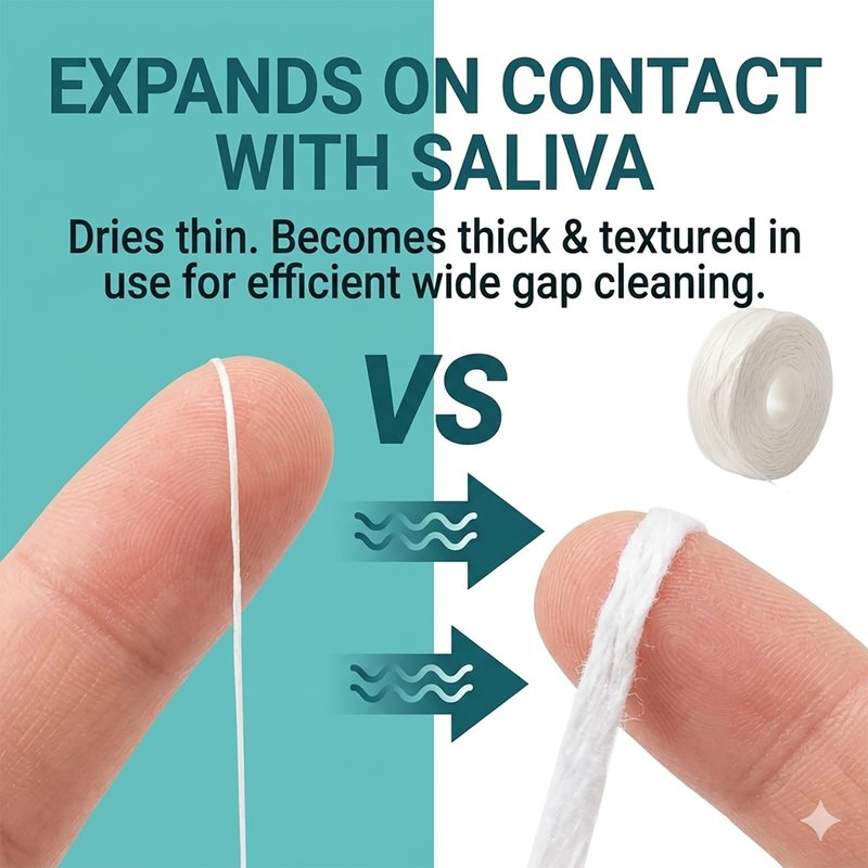 Expanding Shred-Resistant Dental Floss for Implants, Braces & Wide Spaces, Coconut Oil, Waxed, Mint (1)