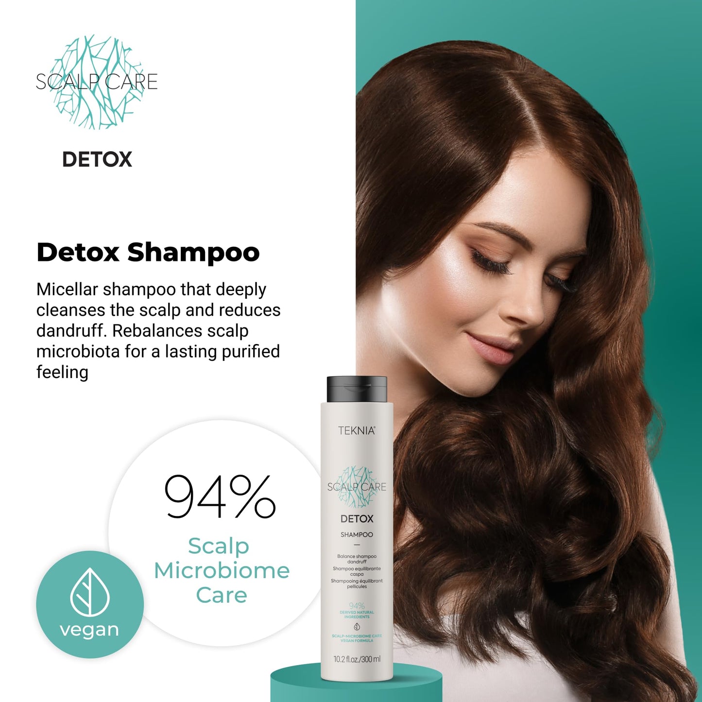 Lakmé Teknia Scalp Care Detox Balance Detoxifying Shampoo, Anti Dandruff Shampoo & Scalp Detox, 10.2 Fl Oz